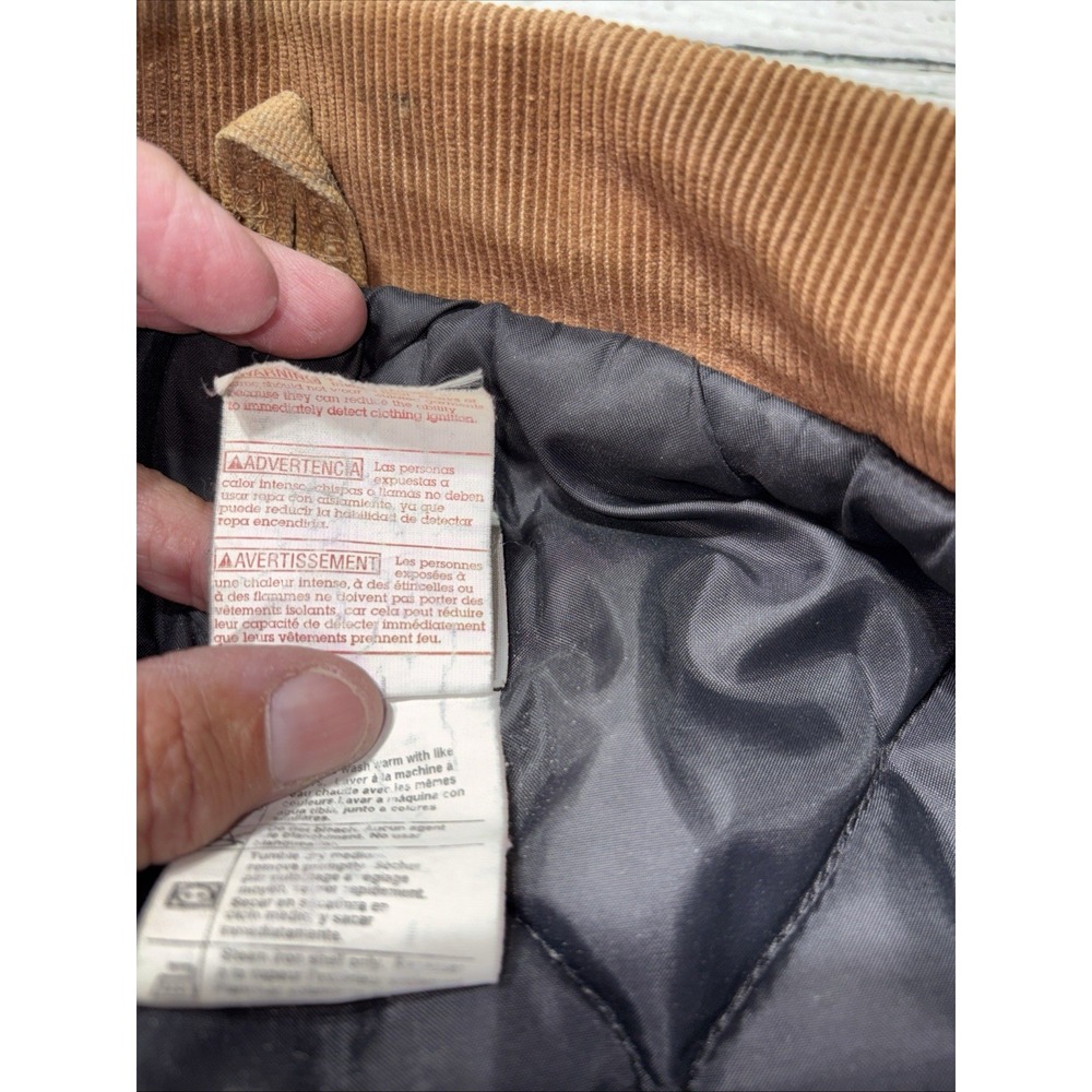 Men's Carhartt Brown Canvas Zip Jacket w/ Corduroy Collar, 48 Tall. C03 BRN READ - Picture 16 of 16